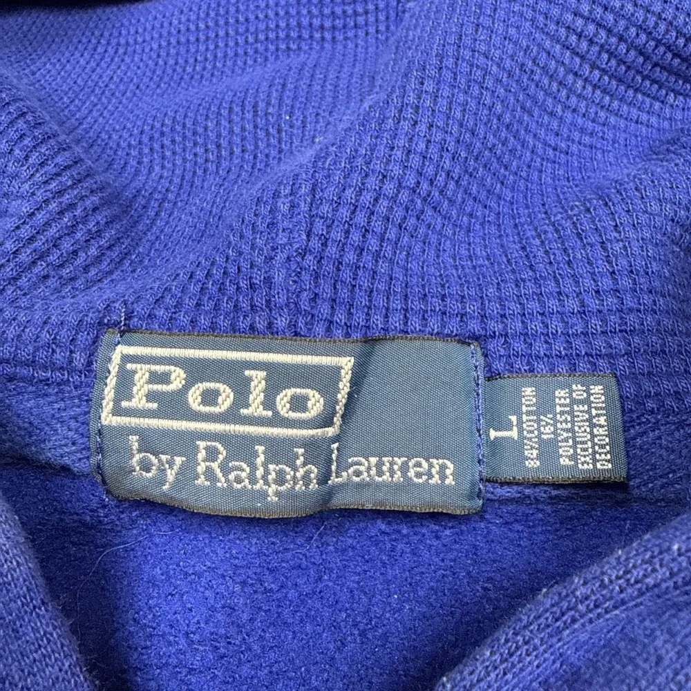Polo Ralph Lauren Hoodie Mens L Blue Big Pony Embroidered Logo Full Zip Hooded